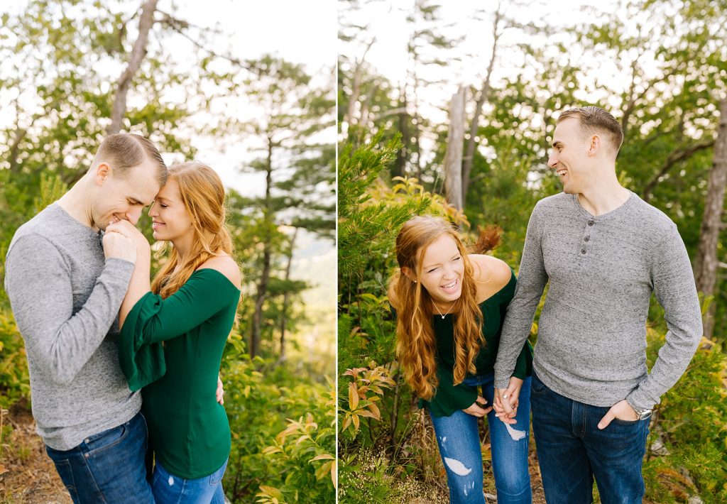 North Carolina engagement portraits in the woods of Pilot Mountain
