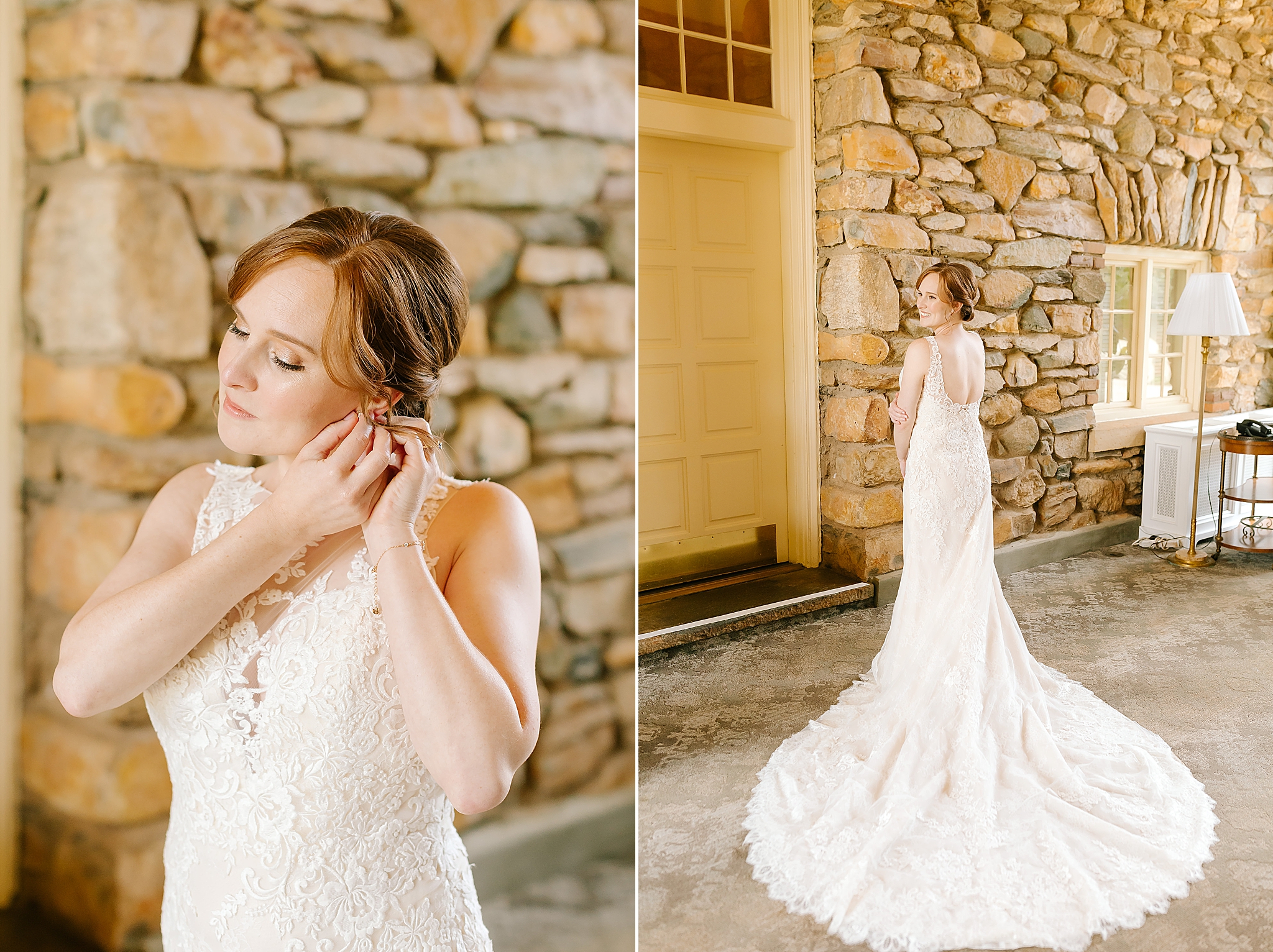 bridal portraits in hallway at The Graylyn Estate