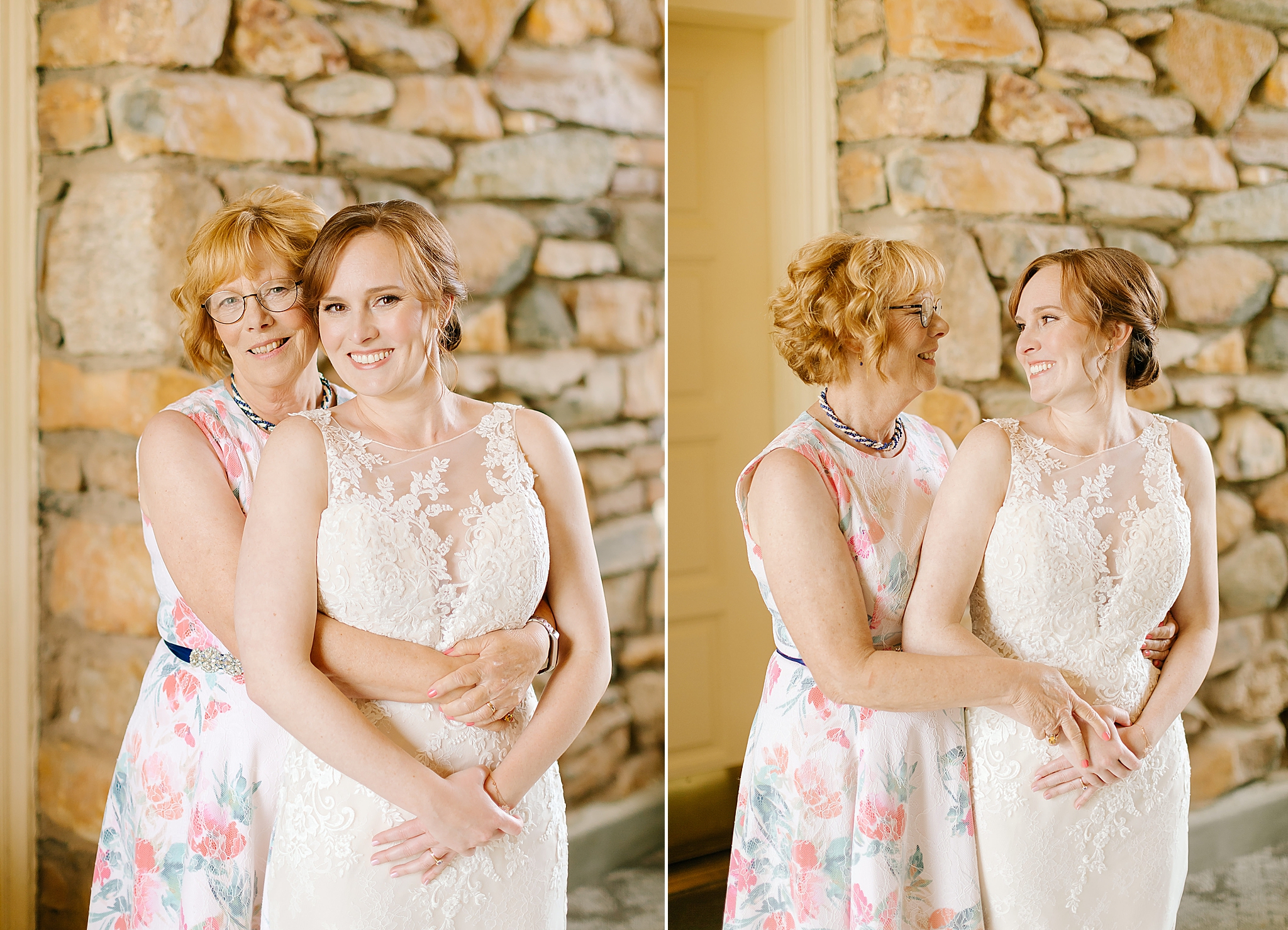 bride hugged by mother before Microwedding at The Graylyn Estate