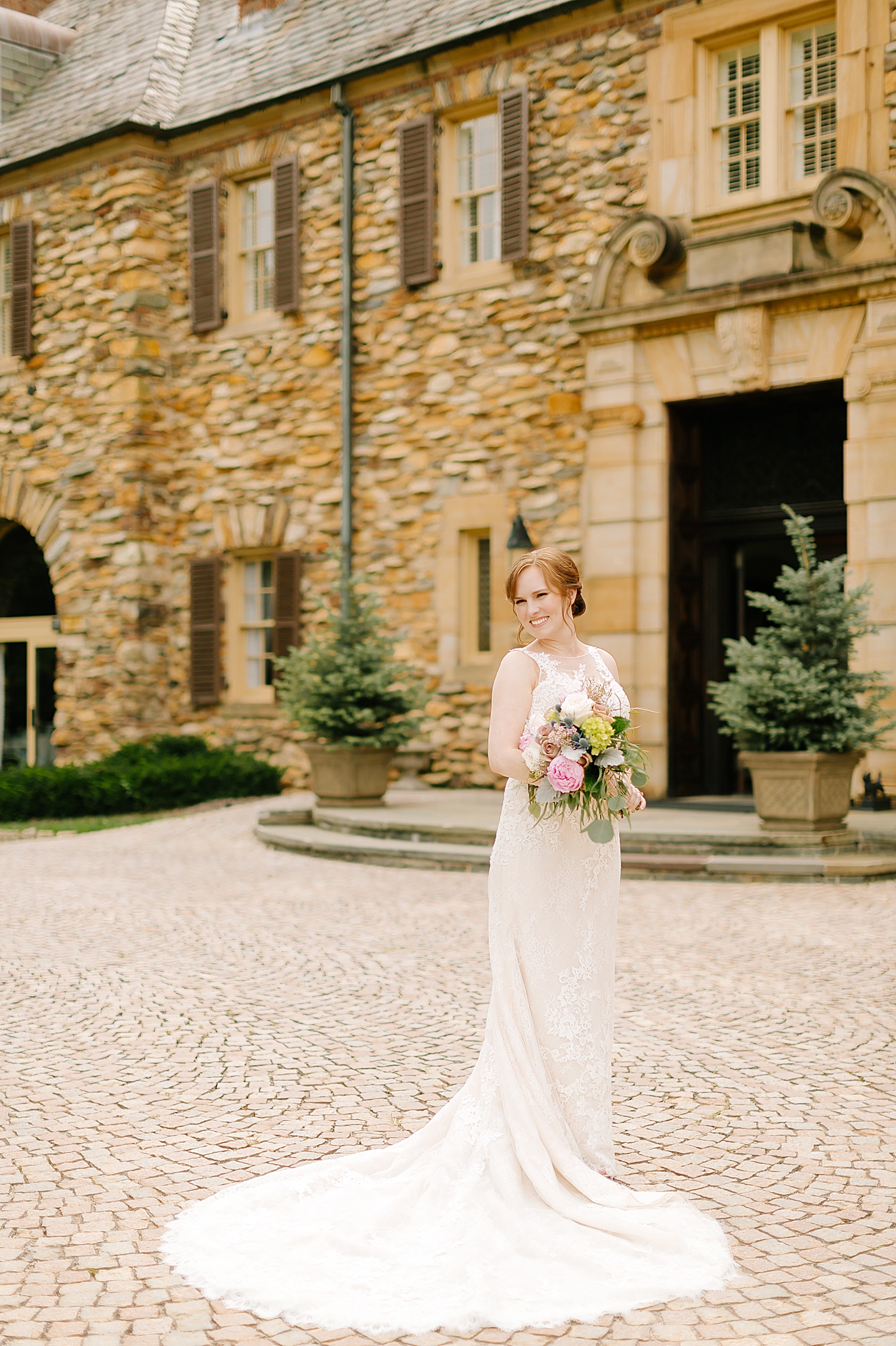 NC bridal portrait outside the Graylyn Estate