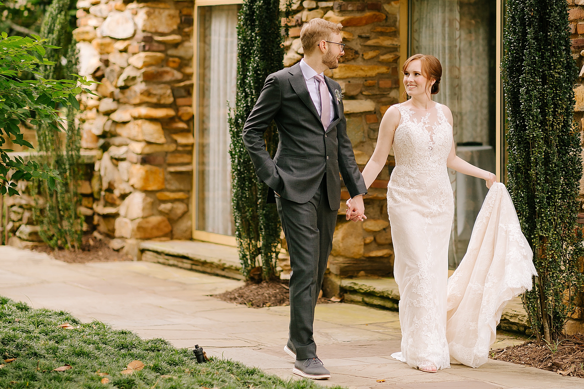 bride and groom photographed before Microwedding at The Graylyn Estate