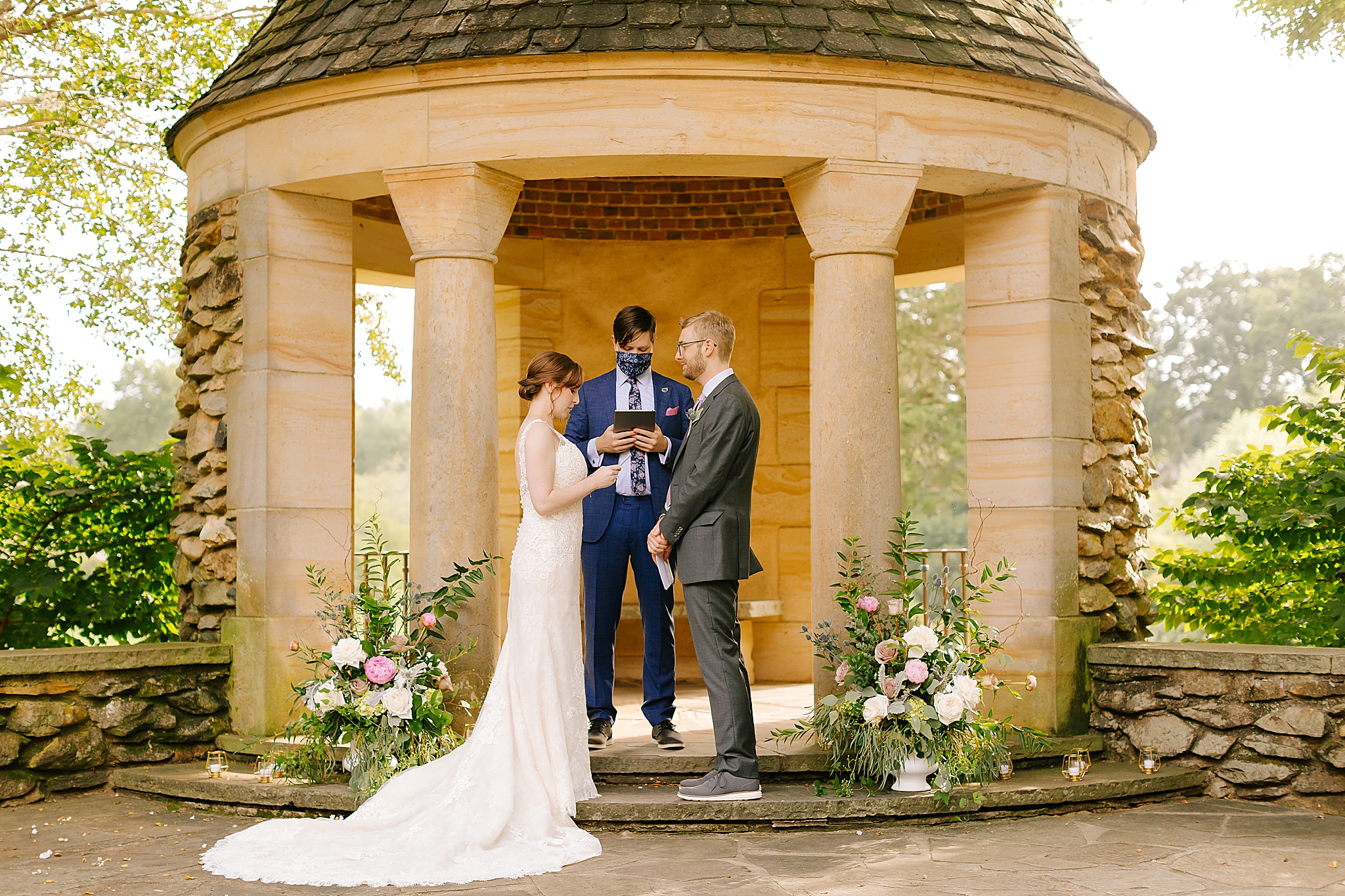 newlyweds exchange vows during Graylyn Estate wedding ceremony