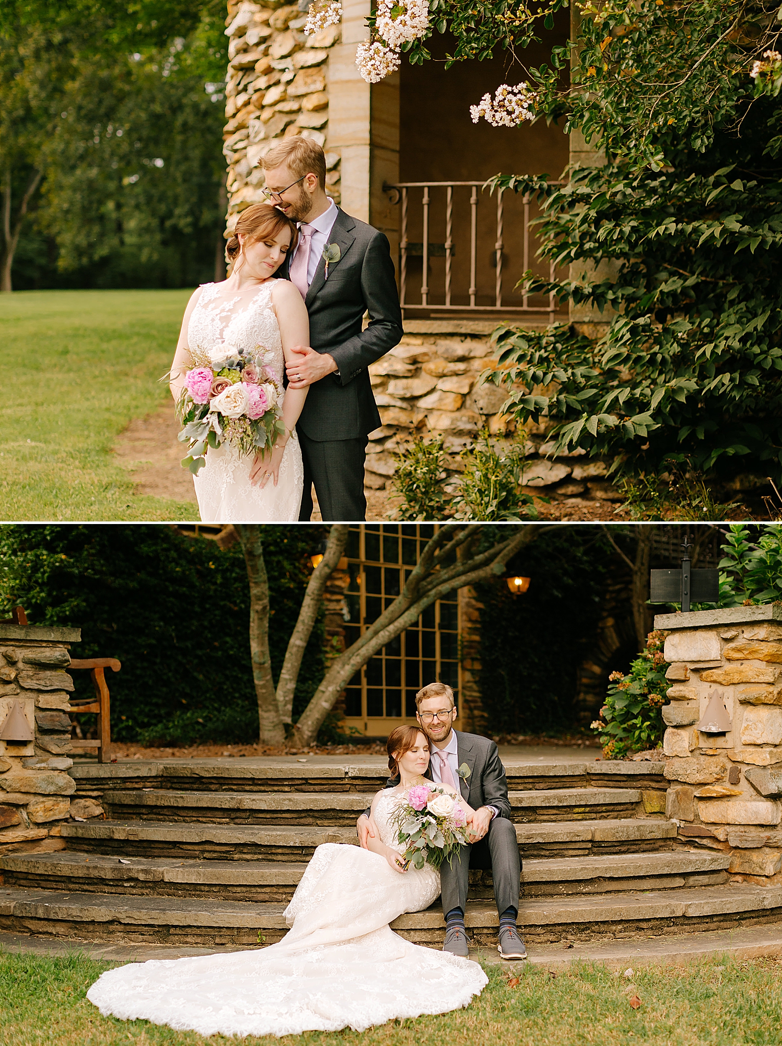 Graylyn Estate wedding portraits of bride and groom