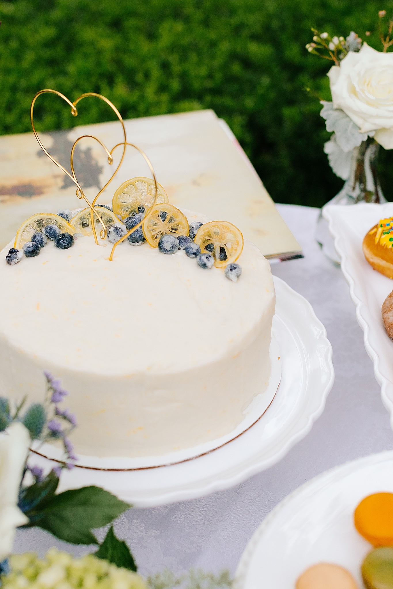 homemade blueberry and lemon cake for wedding reception