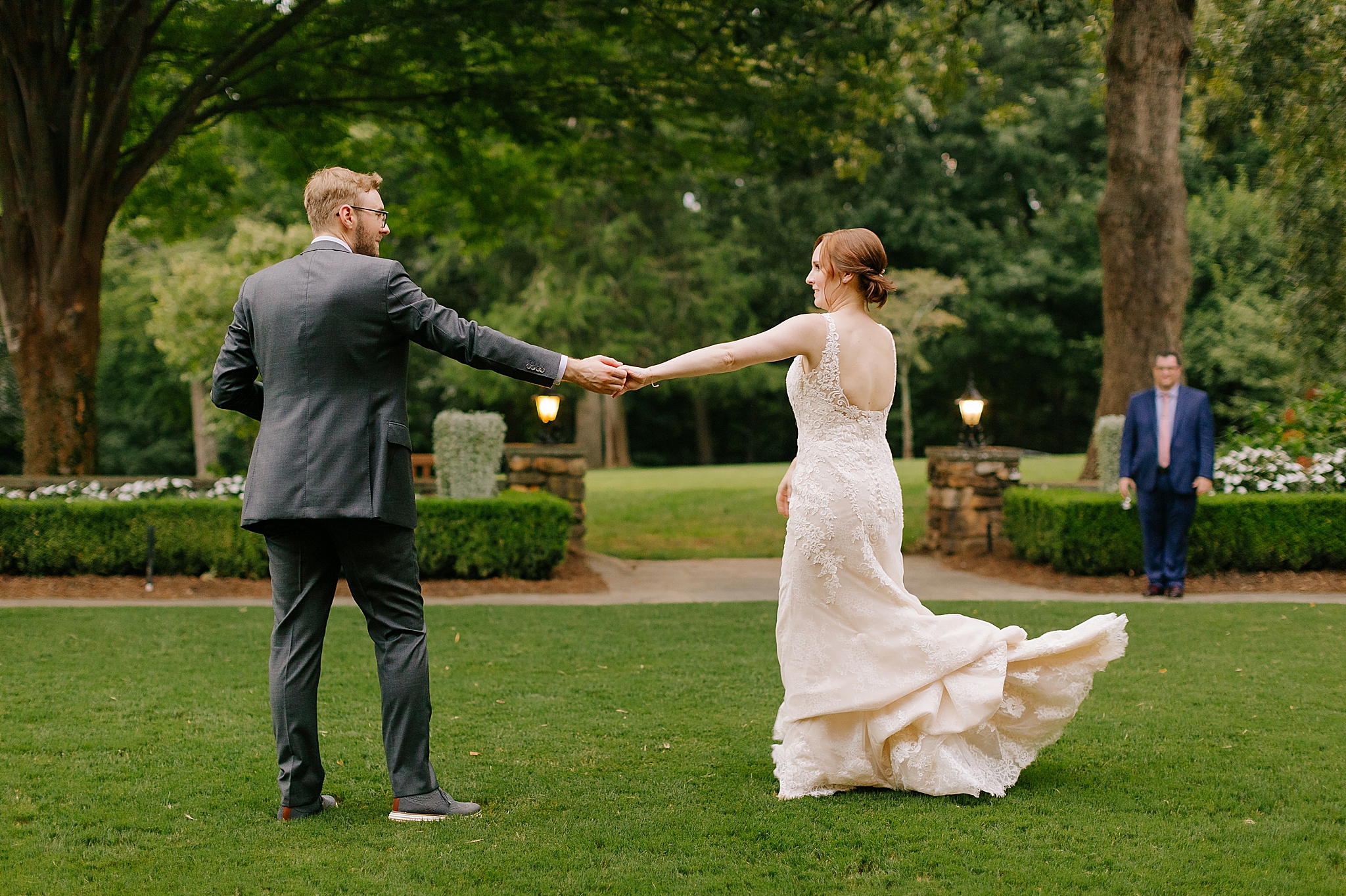 bride and groom dance during wedding reception