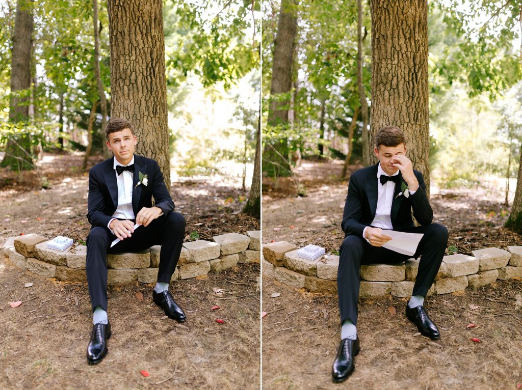 groom reads letter from bride