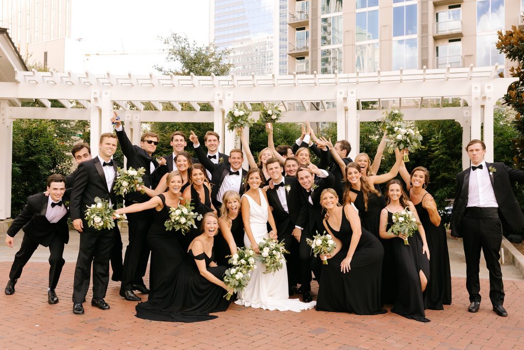Uptown Charlotte wedding party portraits