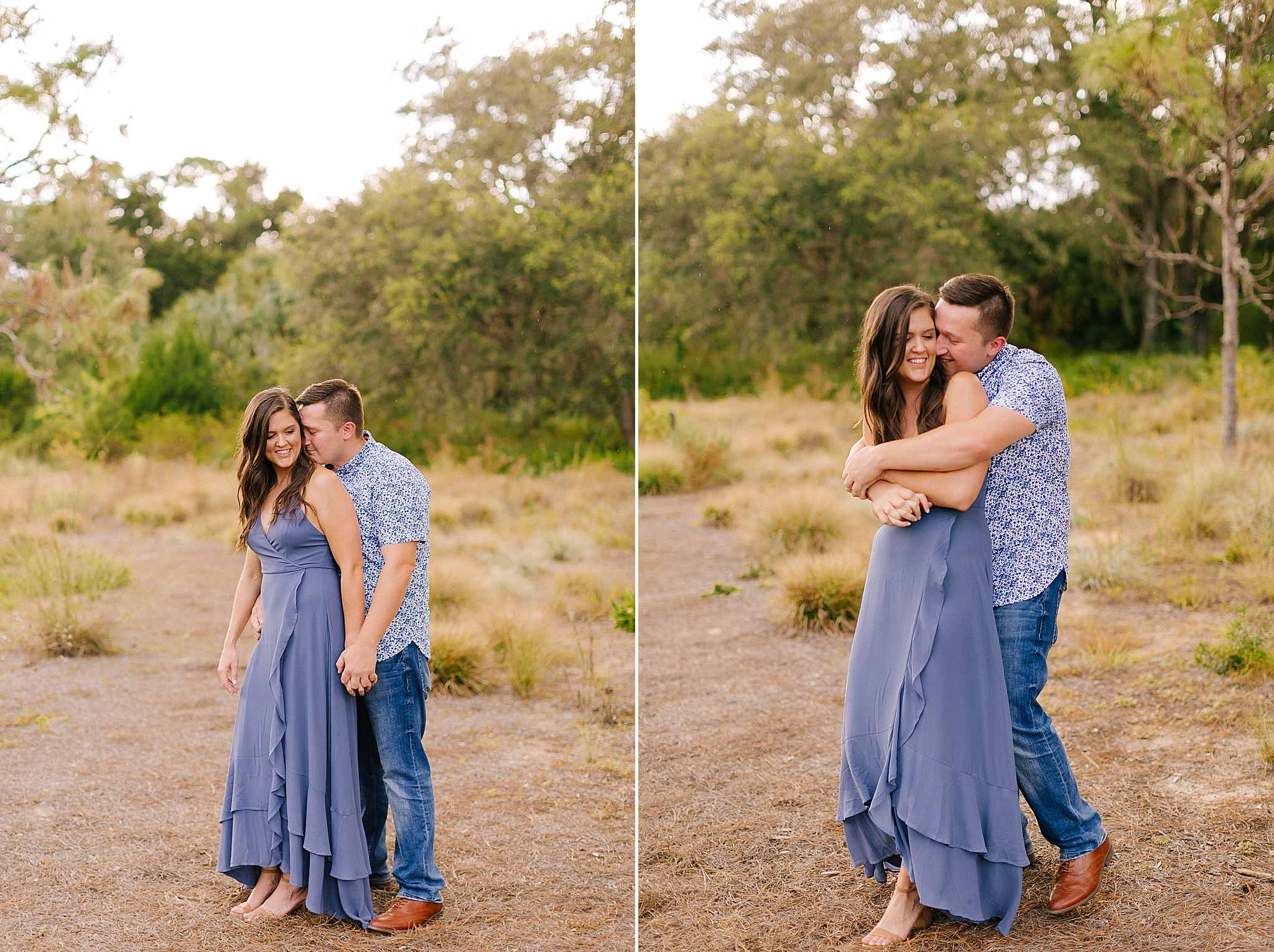bride and groom snuggle during Bok Tower engagement photos