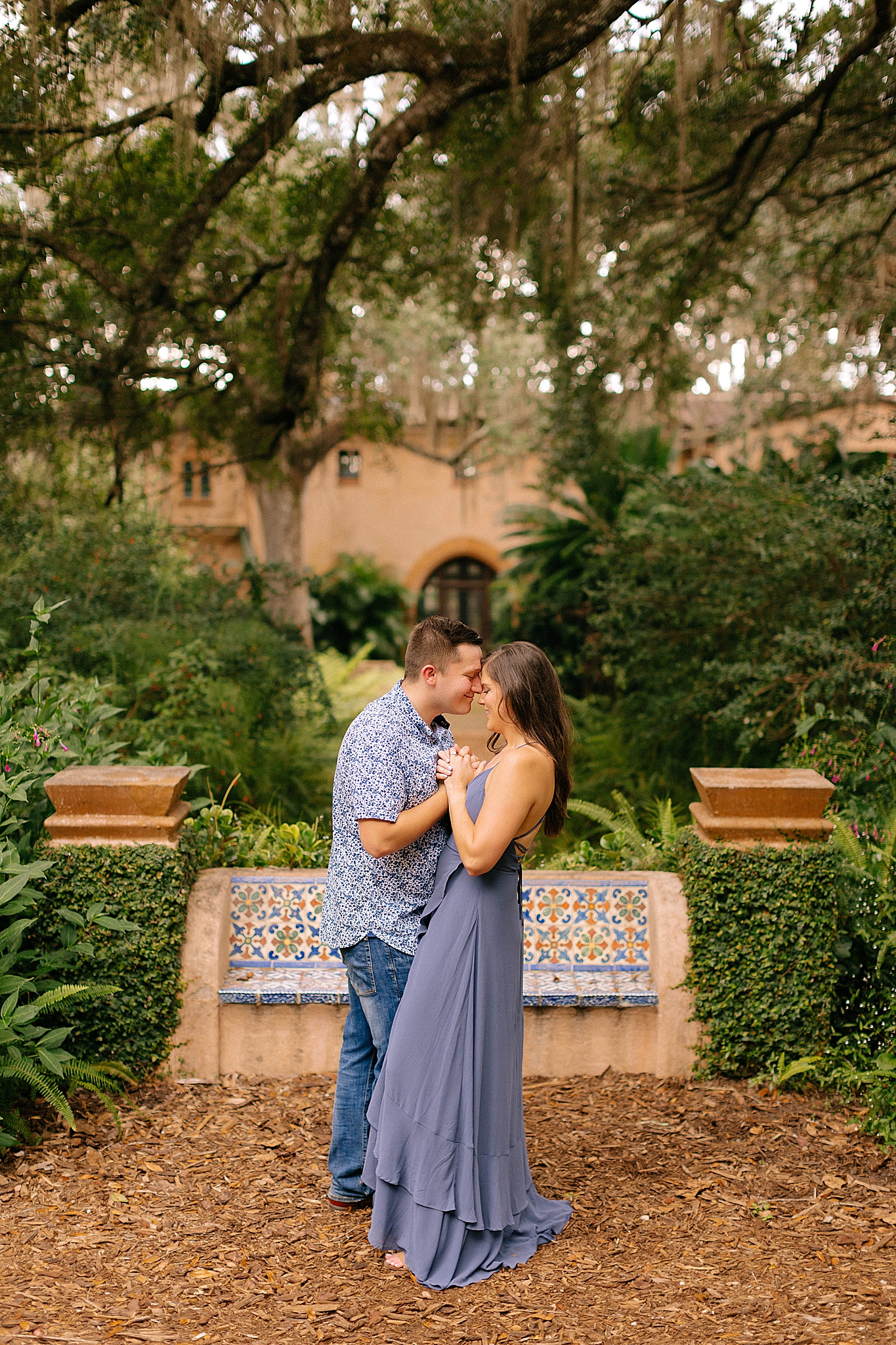 Bok Tower engagement session with Spanish moss