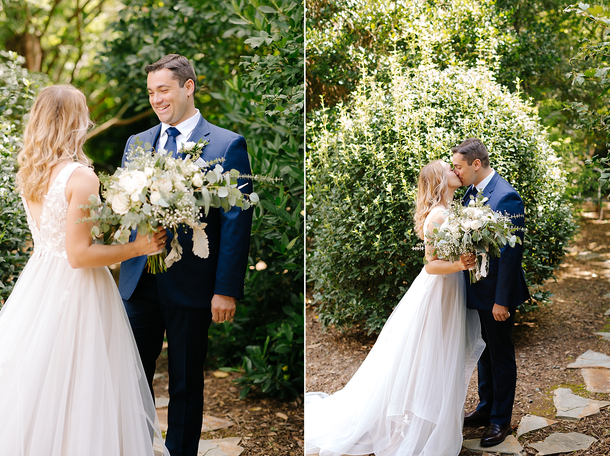 first look before Camellia Gardens wedding