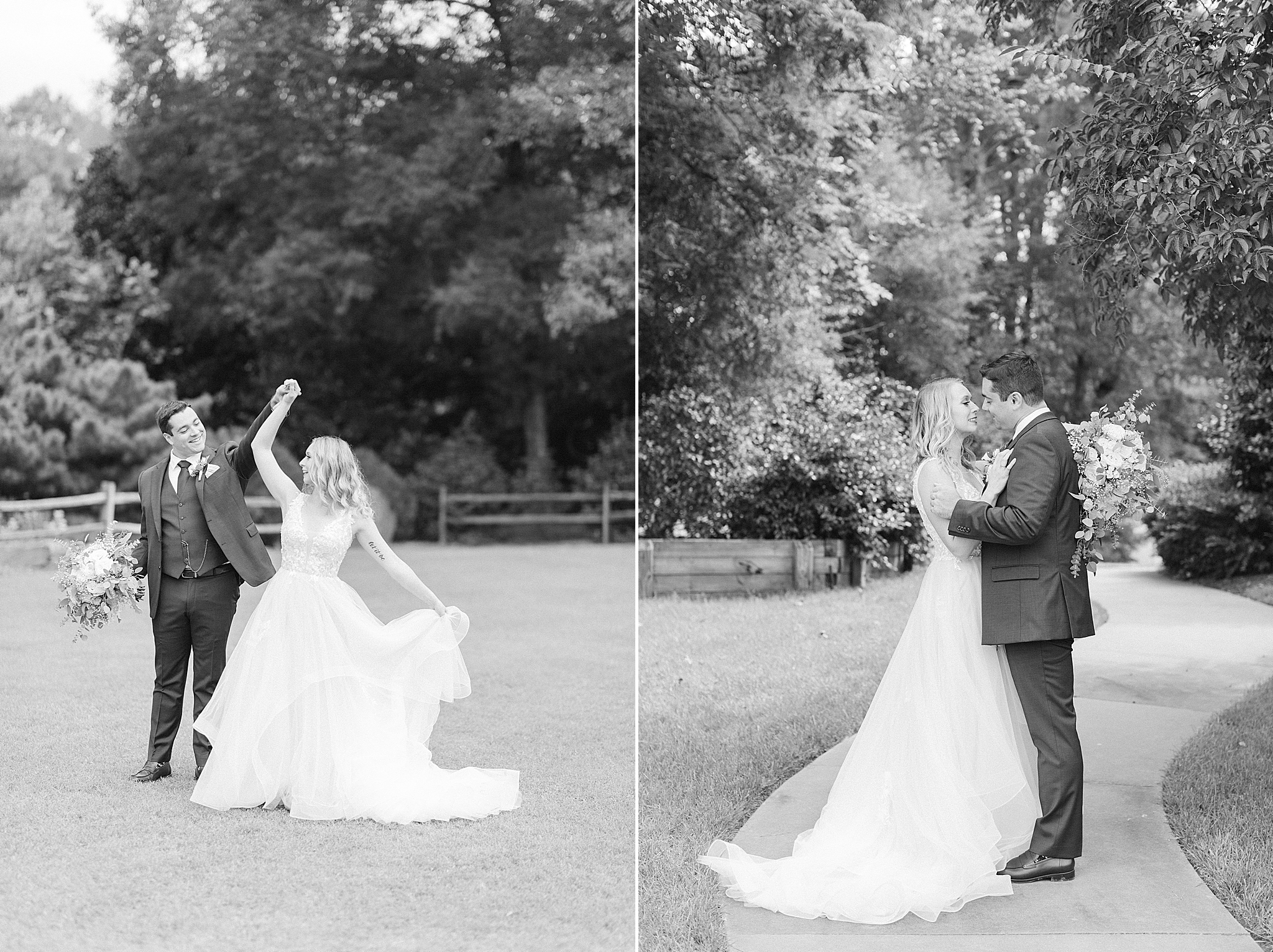 bride and groom dance during Camellia Gardens wedding photos