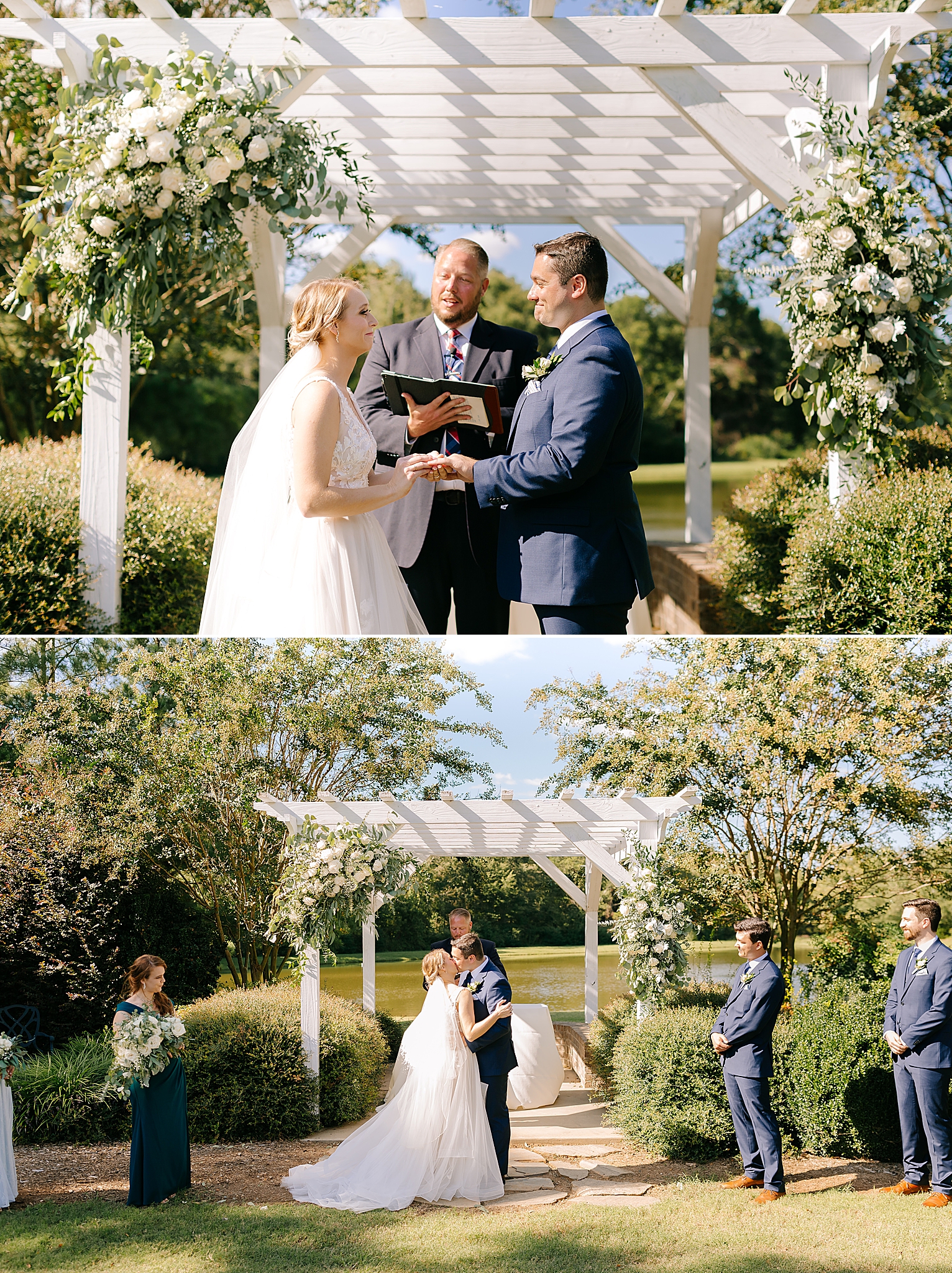 Camellia Gardens wedding ceremony kiss
