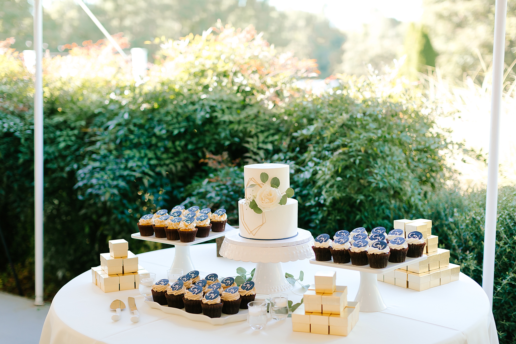 dessert table for garden wedding reception