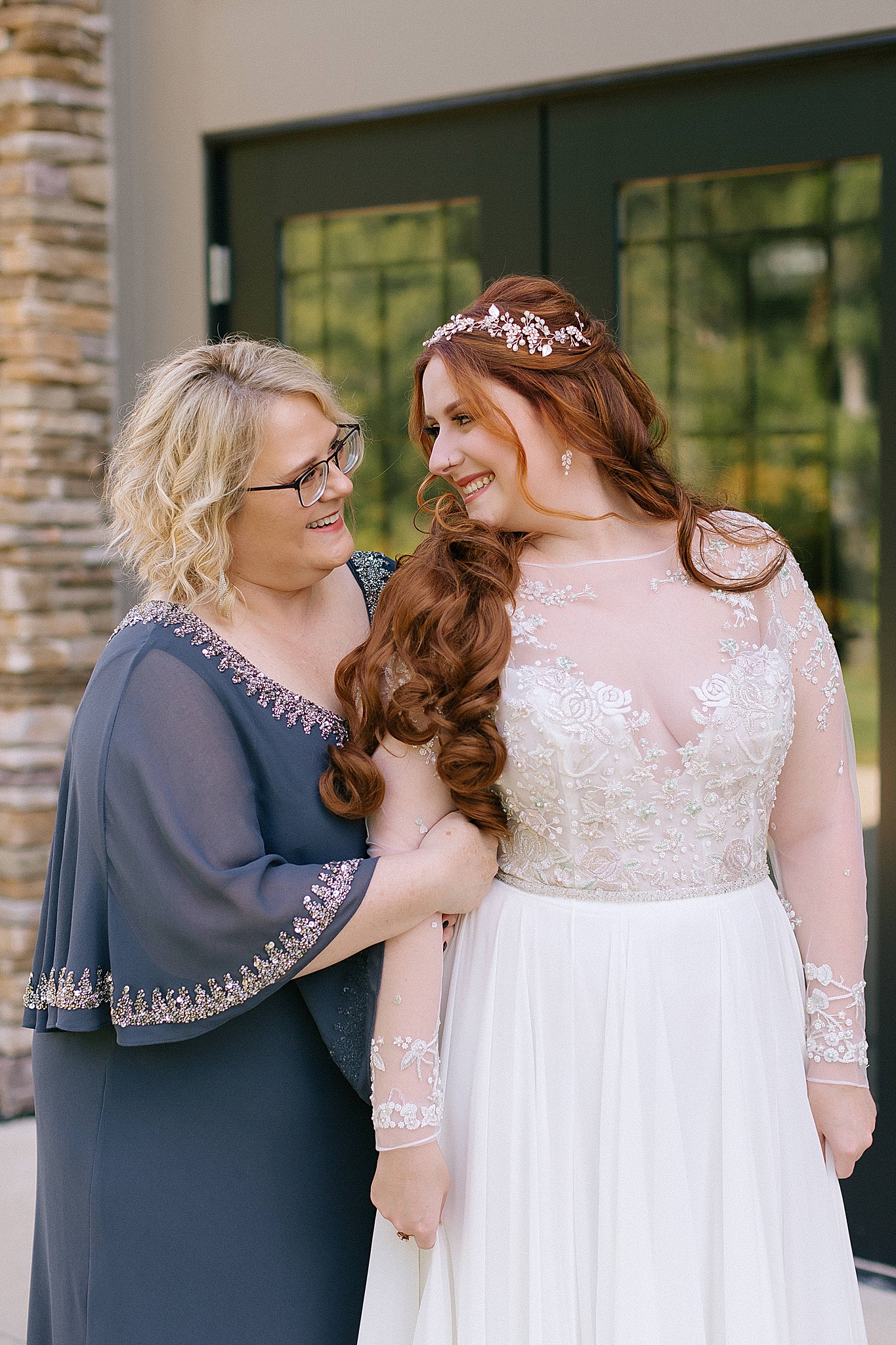 mom and bride prepare for Southern Charm Events wedding