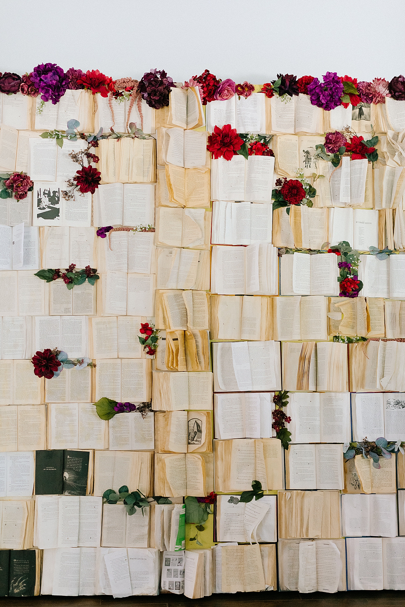 seating chart made from vintage books at Southern Charm Events wedding
