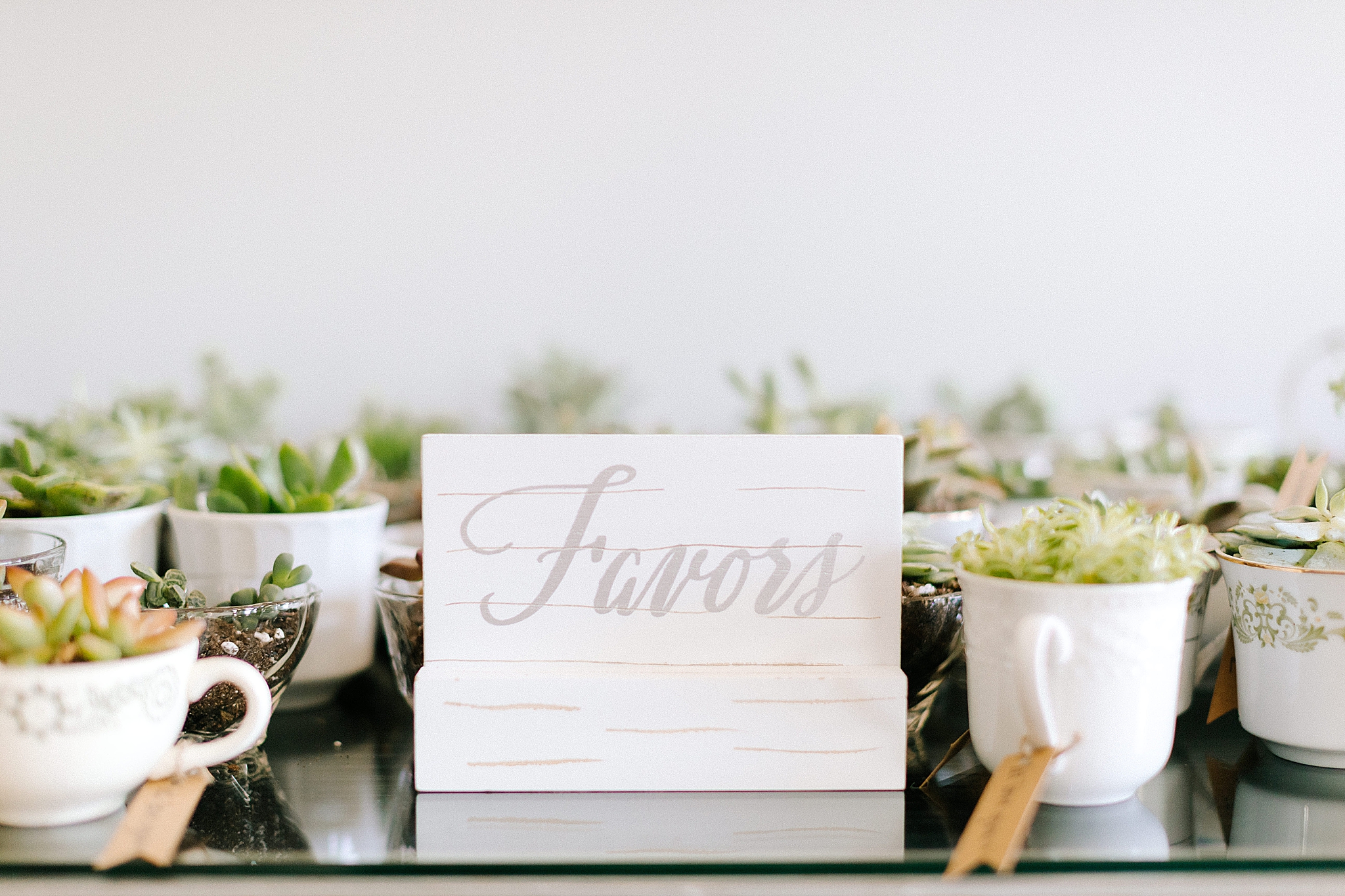 favors sign with succulents for Southern Charm Events wedding