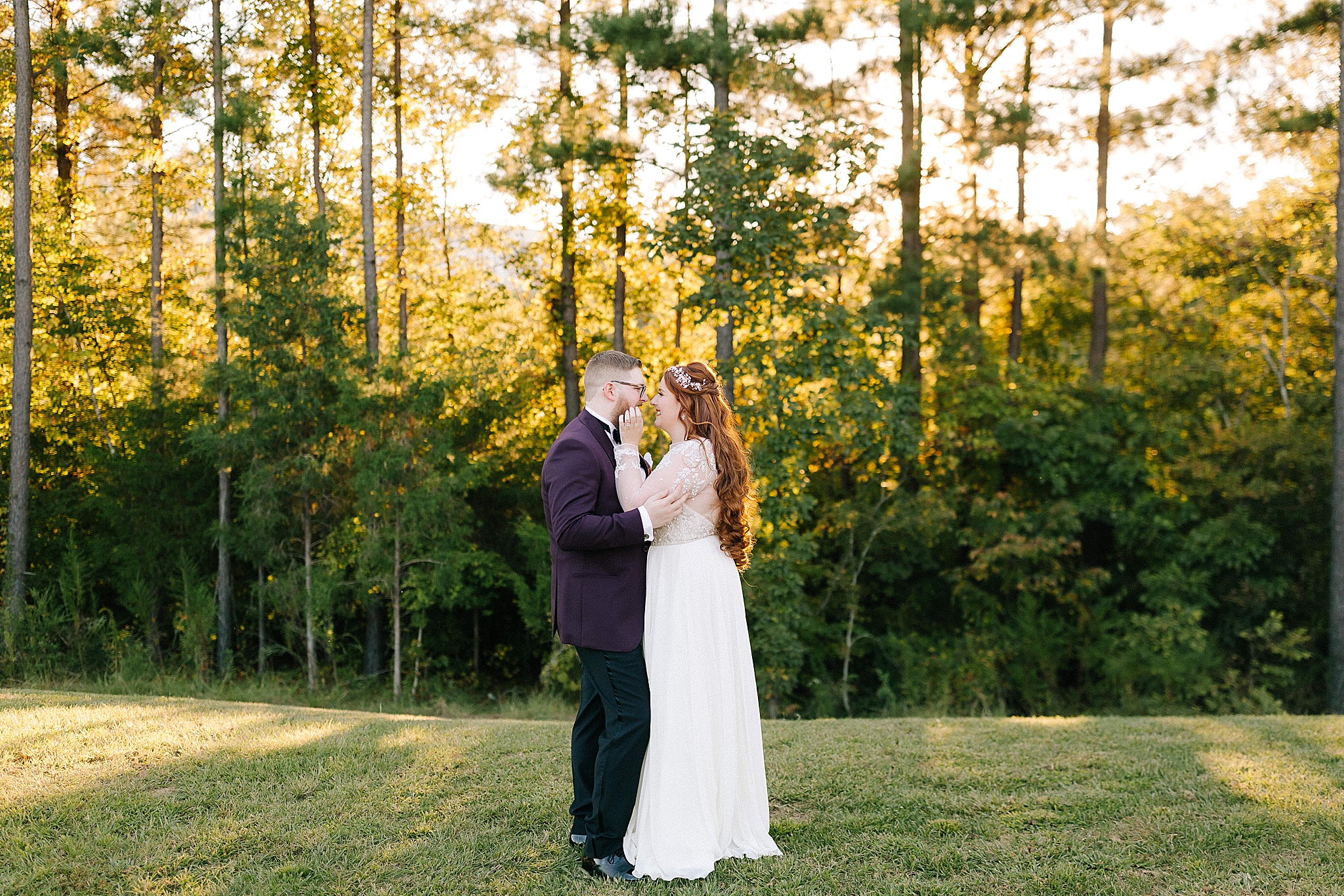 sunset wedding portraits outside Southern Charm Events