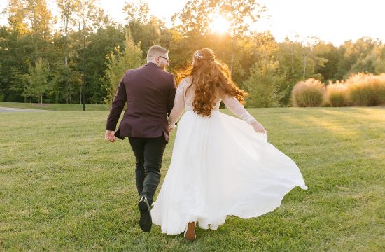 newlyweds run at sunset with Chelsea Renay