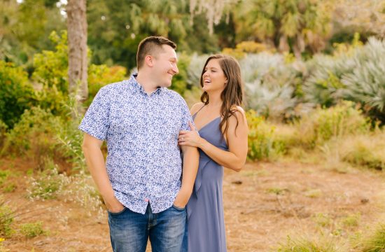 engaged couple laughing during engagement photos at Bok Tower Gardens