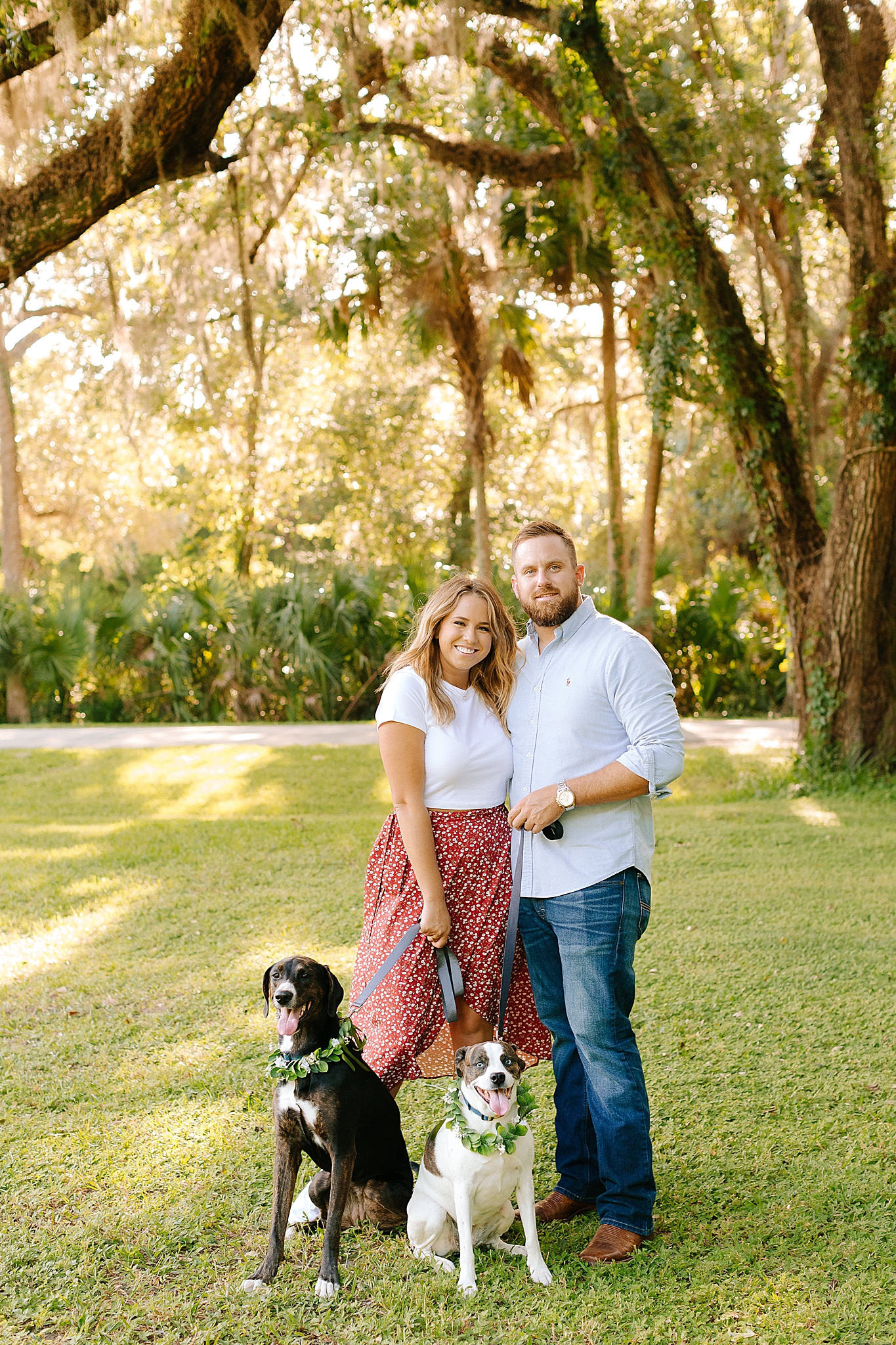 Palm Coast FL engagement photos with dogs