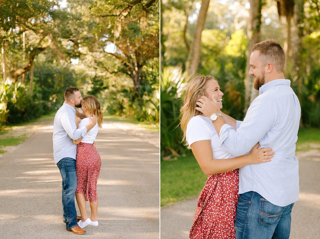 Palm Coast engagement photos in Florida gardens