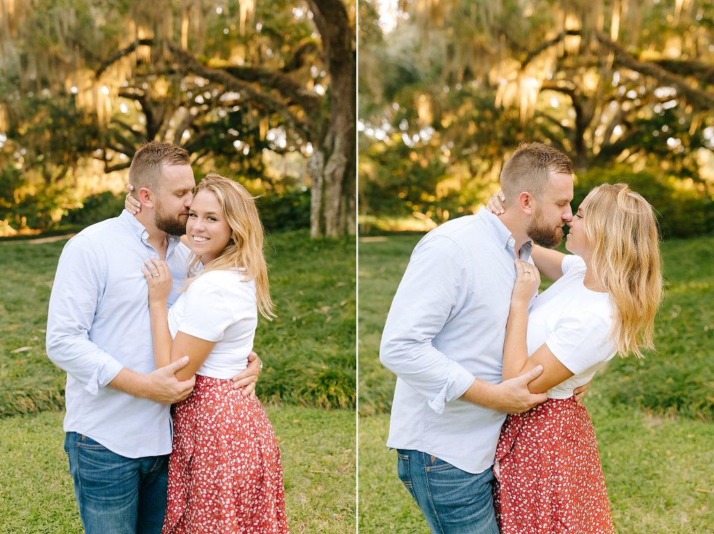 sunset engagement portraits at Washington Oaks Gardens