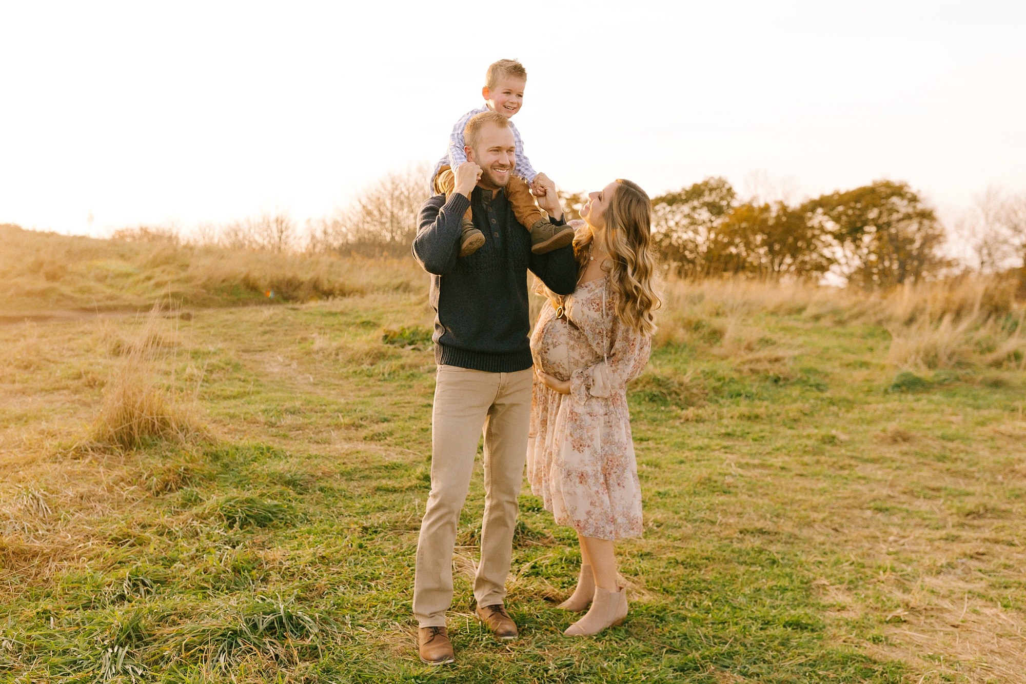 family poses during Asheville maternity session
