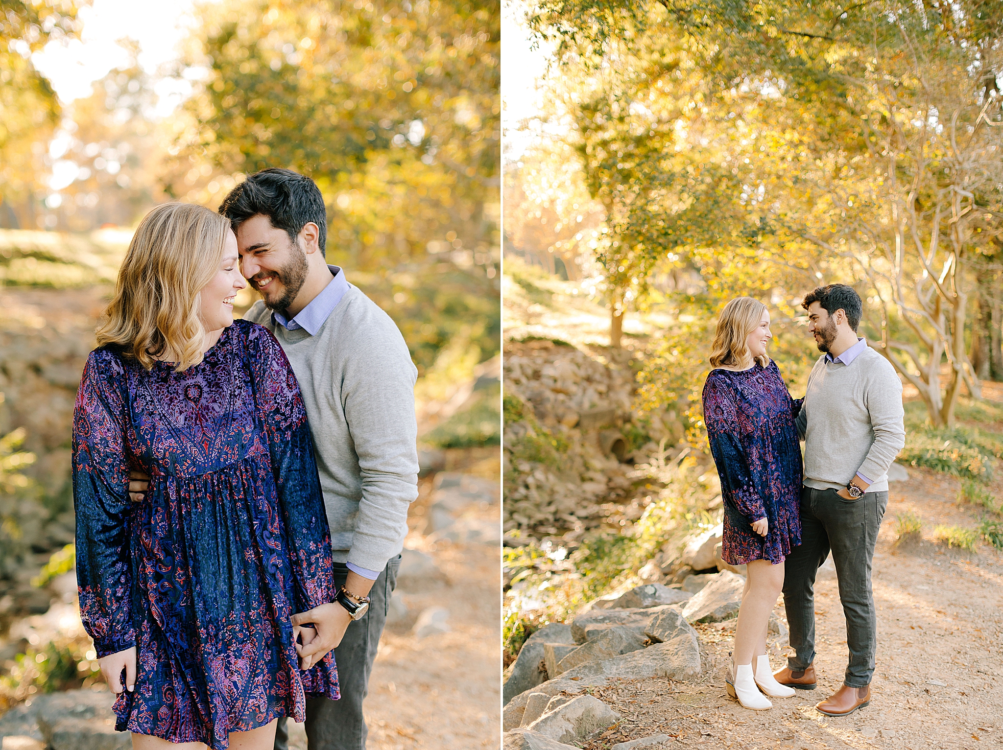 romantic fall engagement portraits in Raleigh NC