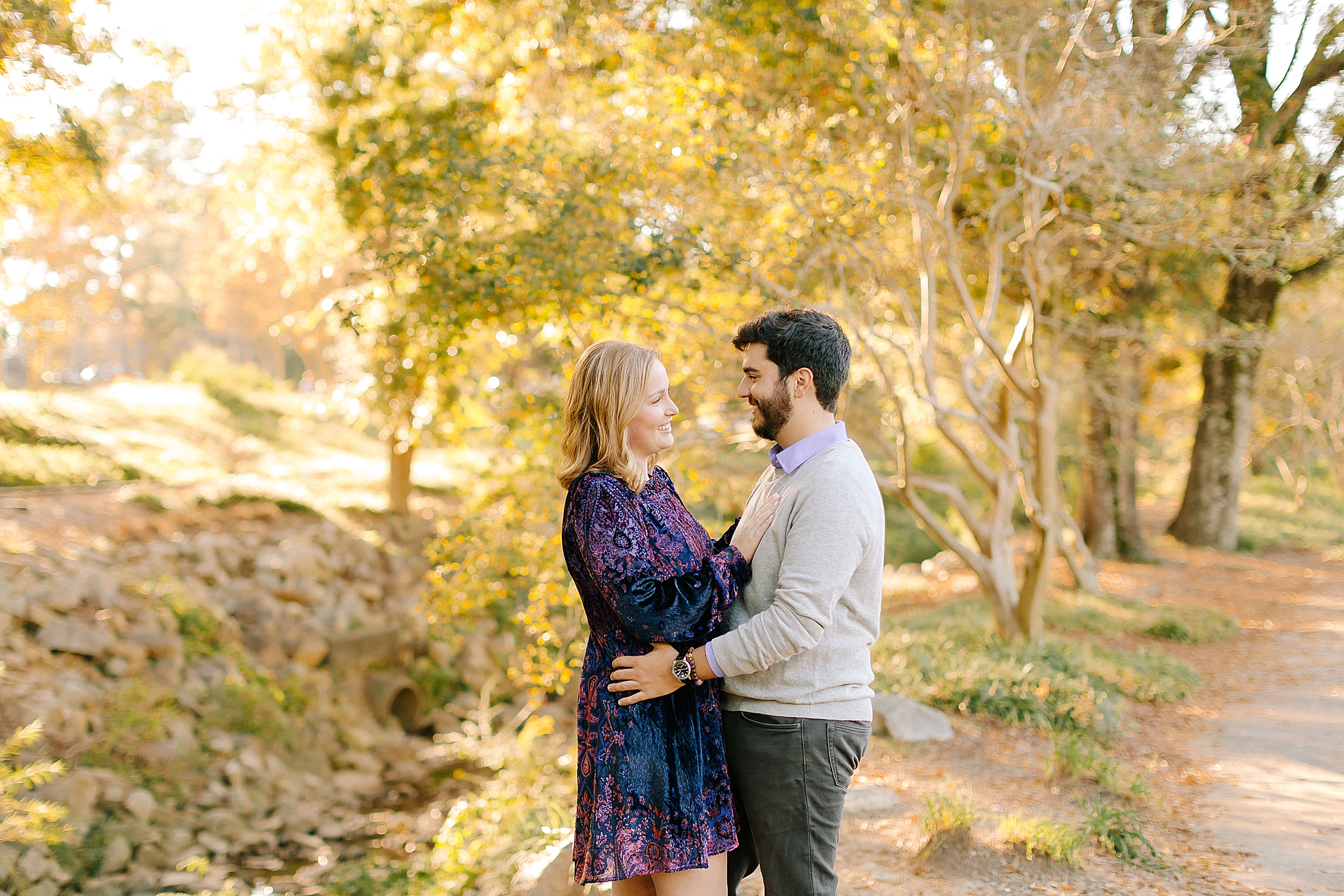 fall engagement portraits in Raleigh NC park