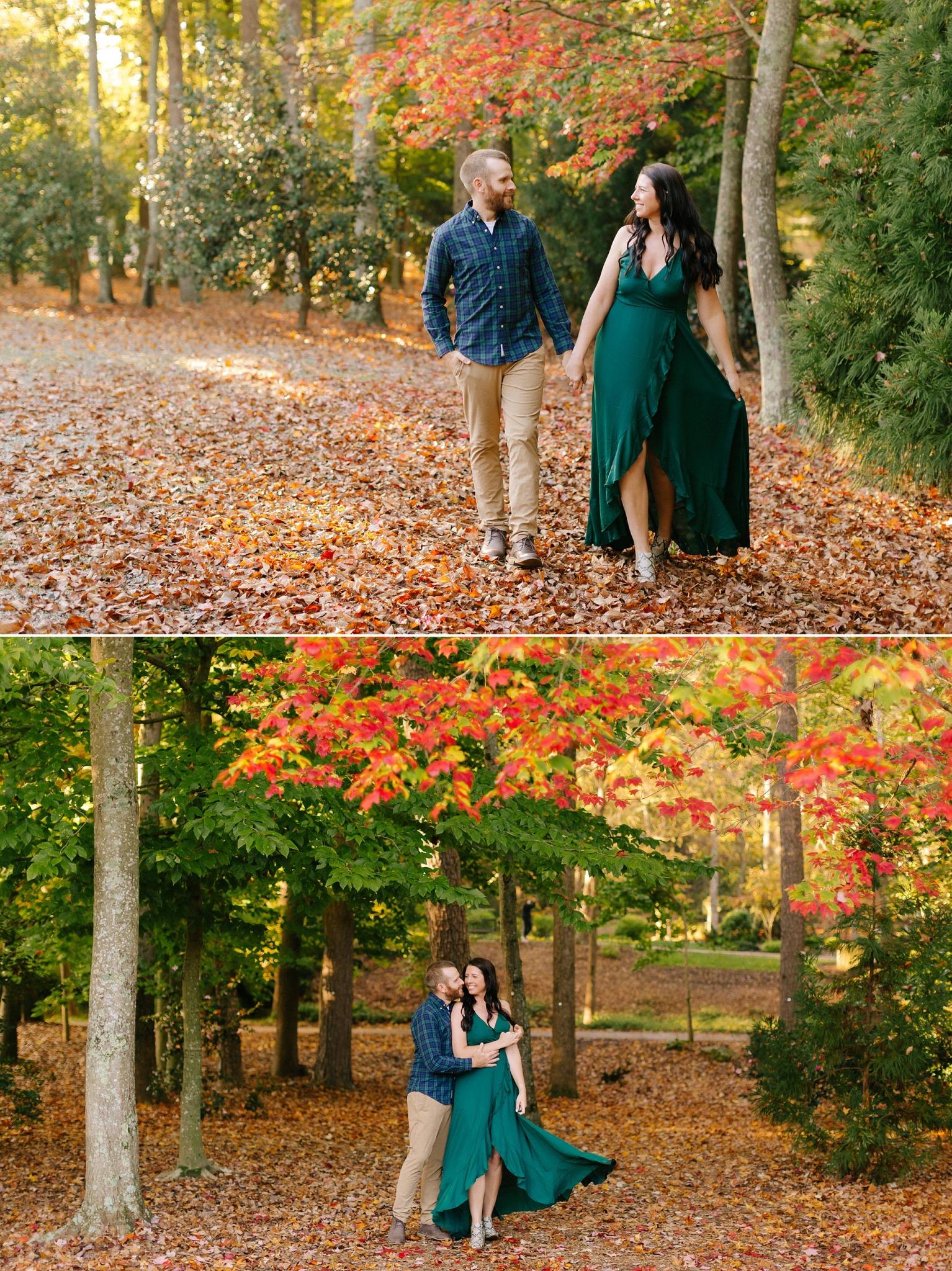 fall anniversary portraits at Greensboro Botanical Gardens