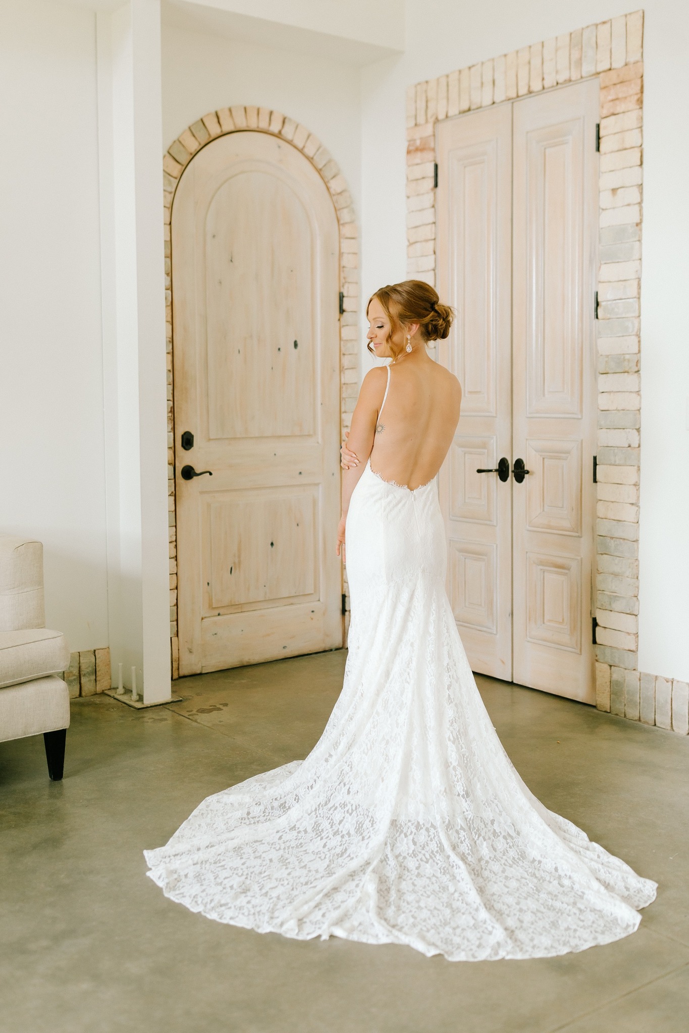Wrightsville Manor bridal portrait with gown fanned out