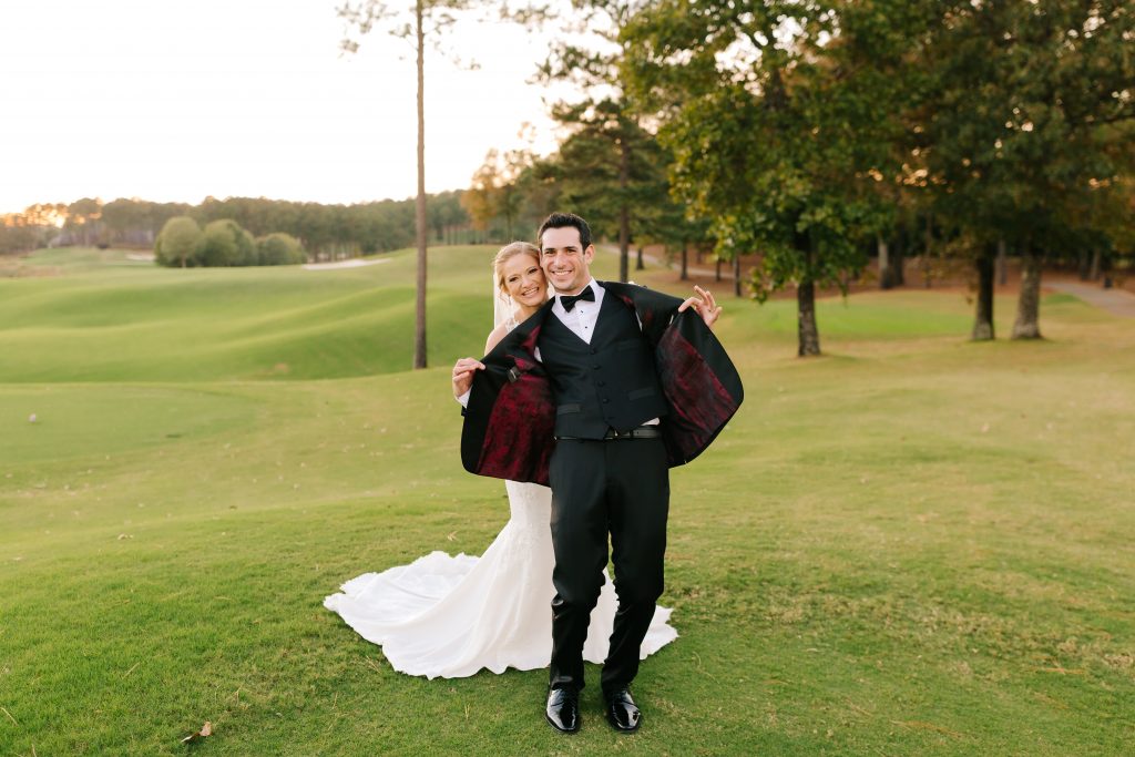 Groom shows off custom suit jacket at his wedding in Alabama