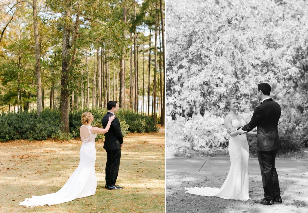 Alabama first look for bride and groom