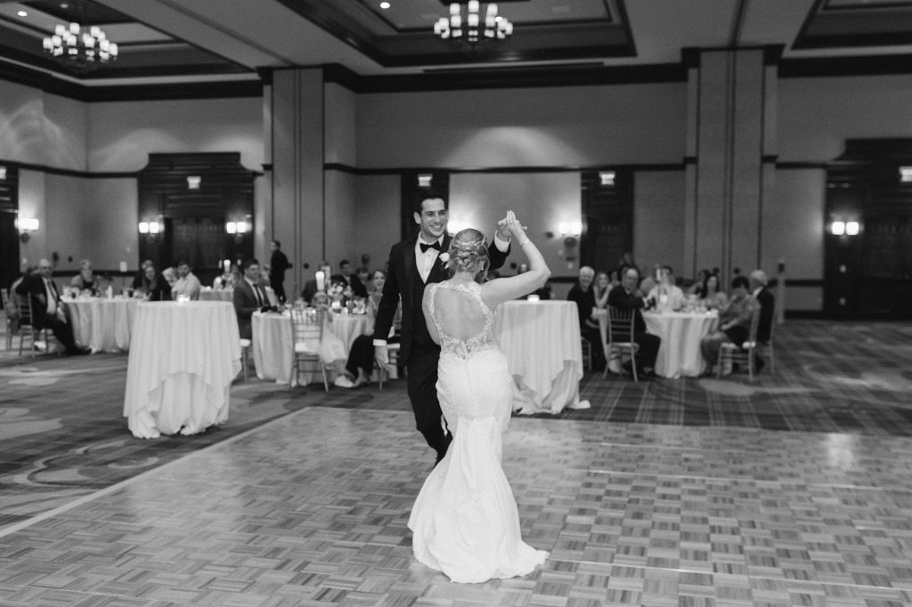 bride and groom's first dance during Birmingham AL wedding reception