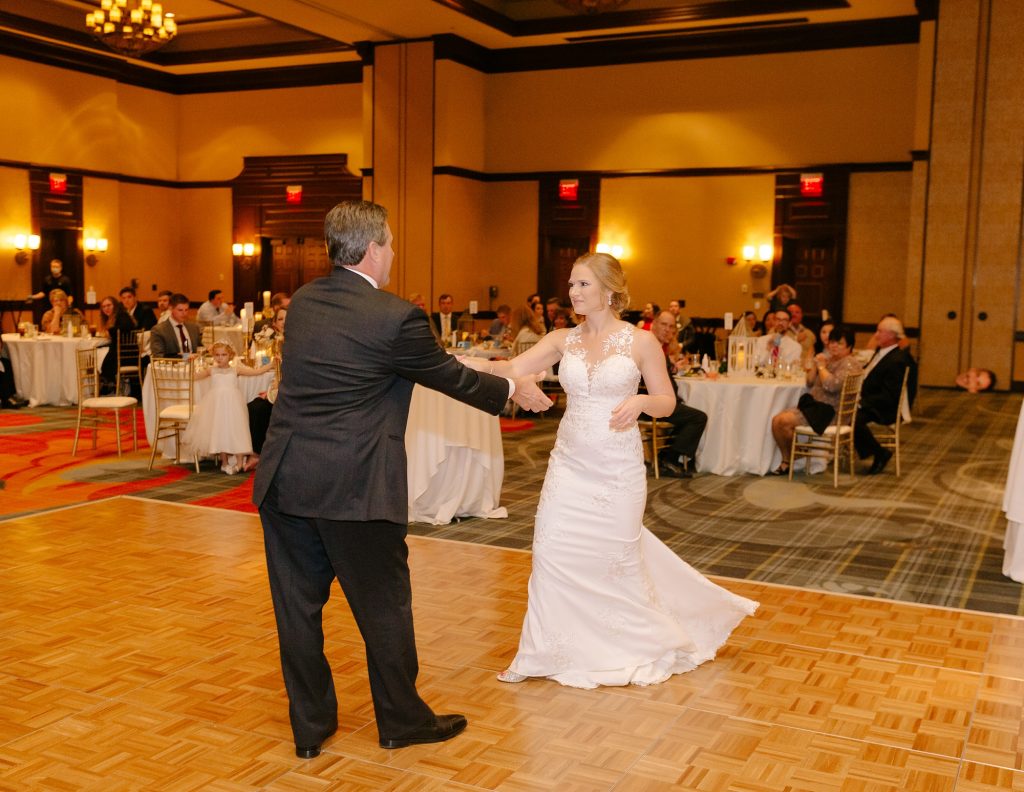 father-daughter dance during Birmingham AL wedding reception