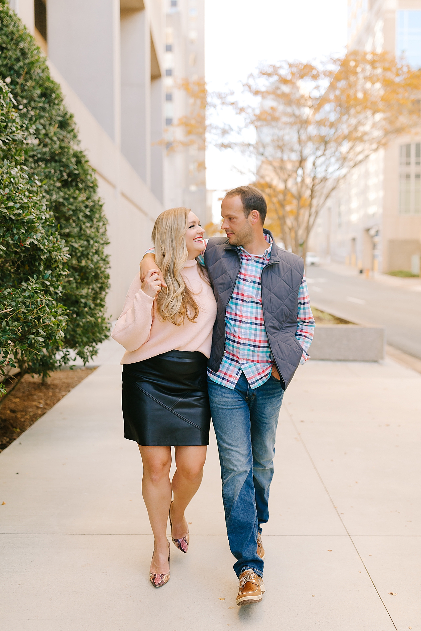 Downtown Winston-Salem anniversary portraits in the fall