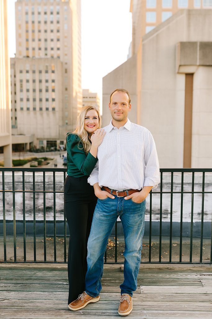 rooftop couples portraits in Downtown Winston-Salem