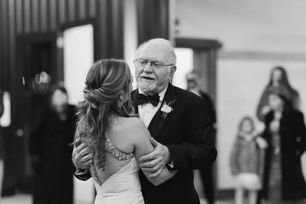 bride and dad dance during NC wedding reception