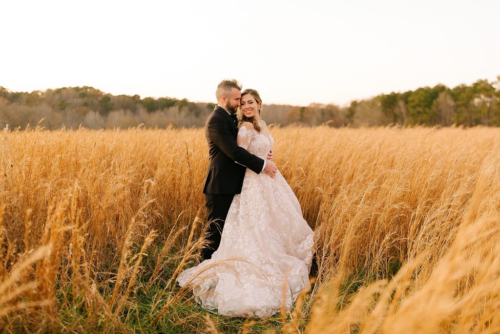 The Meadows Raleigh wedding portraits field