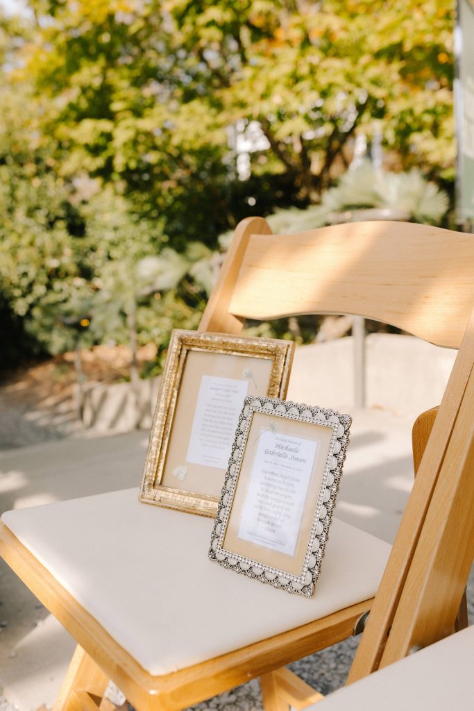seats with memory signs during intimate ceremony in Downtown Atlanta