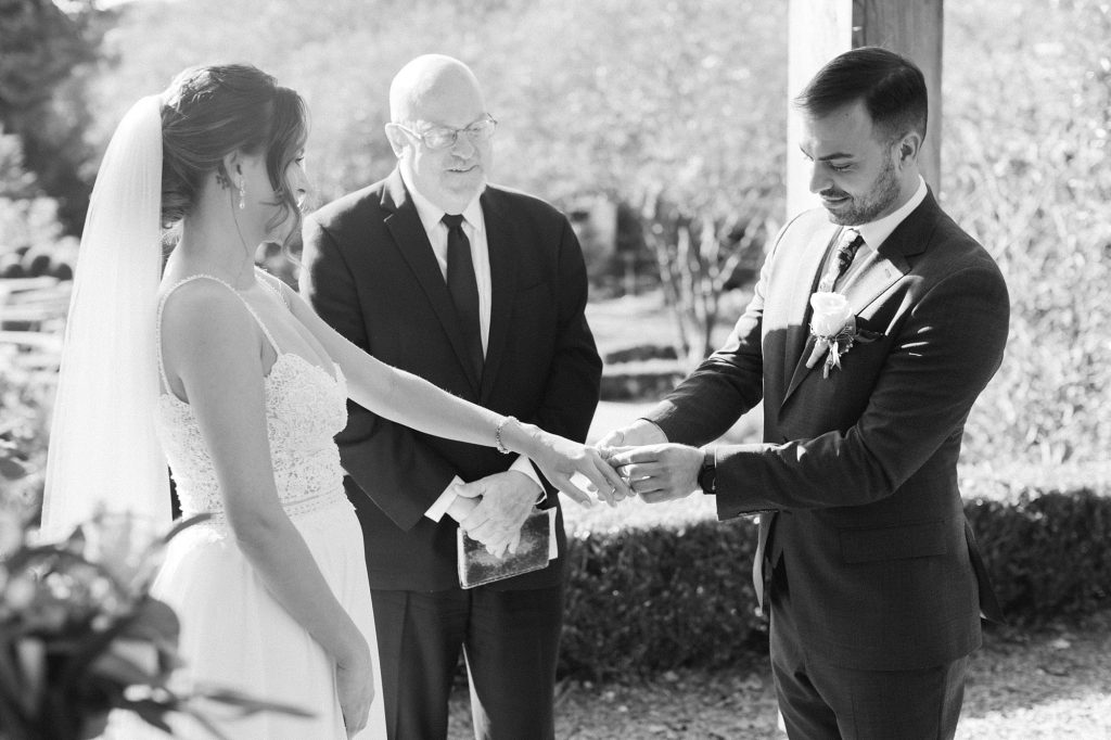 bride and groom exchange vows during intimate ceremony in Downtown Atlanta