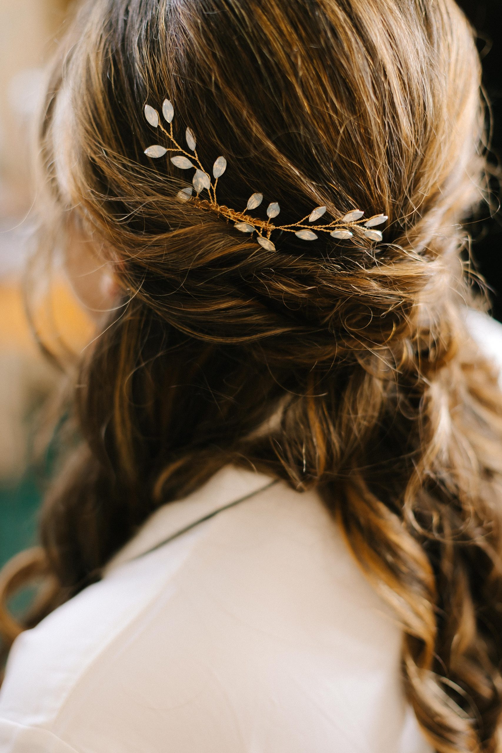 elegant bridal hair piece for Intimate Outdoor Ceremony in Downtown Lakeland