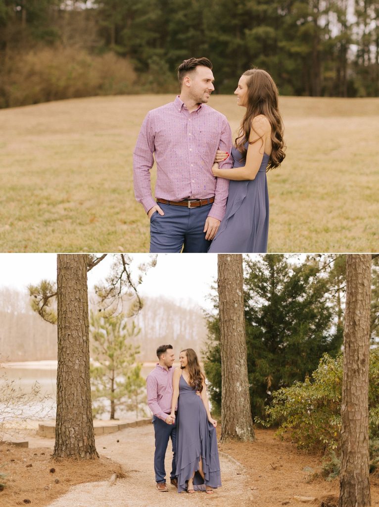 engagement session in the woods of Jetton Park