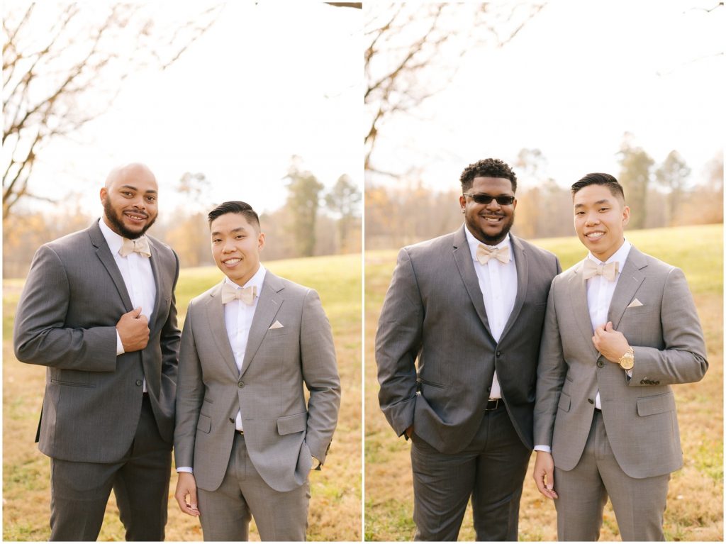 Groom and his best friends pose for a photo in Raleigh, NC