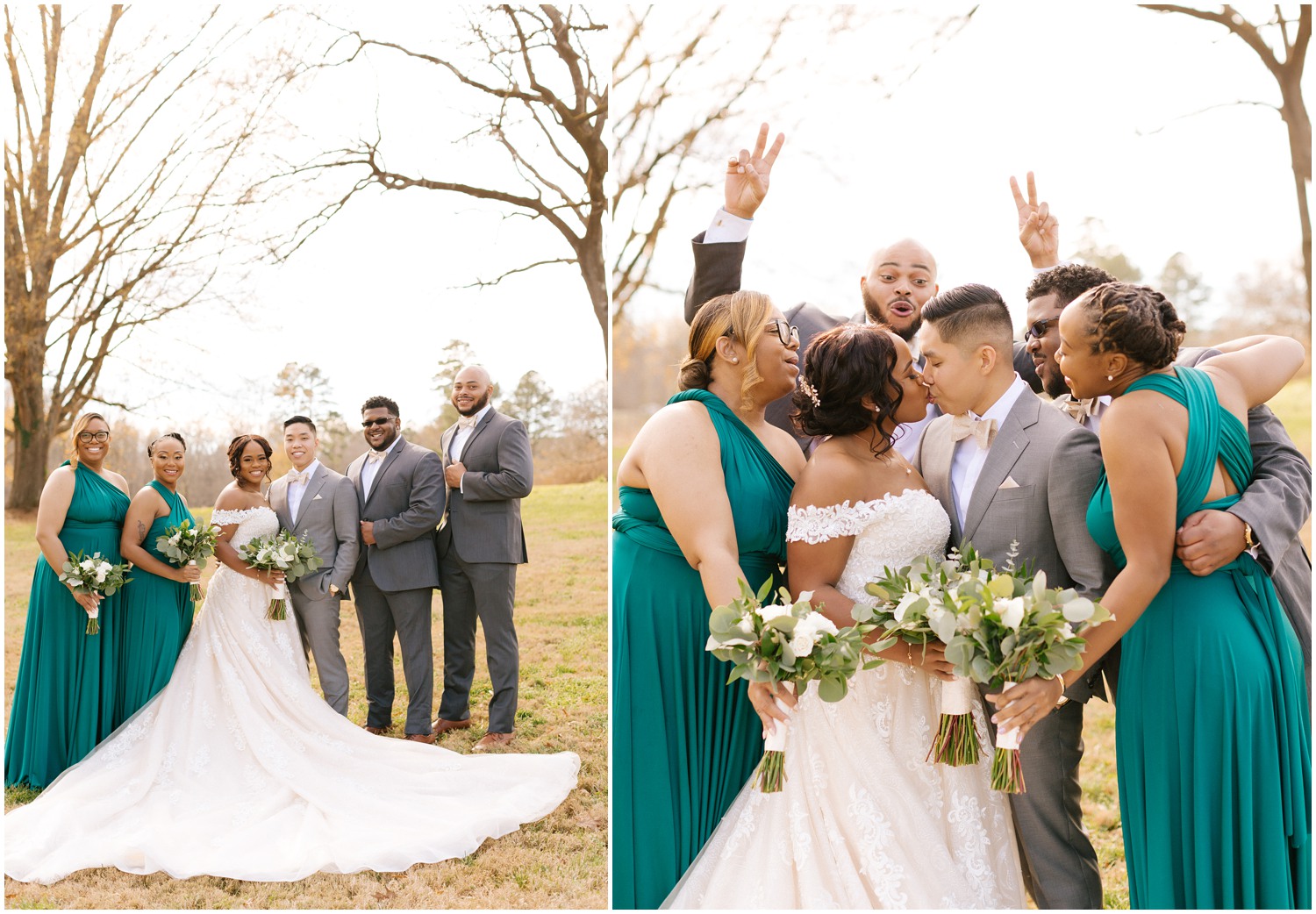 Wedding Party cheers on couple in photo taken by Winston Salem Wedding Photographer Chelsea Renay