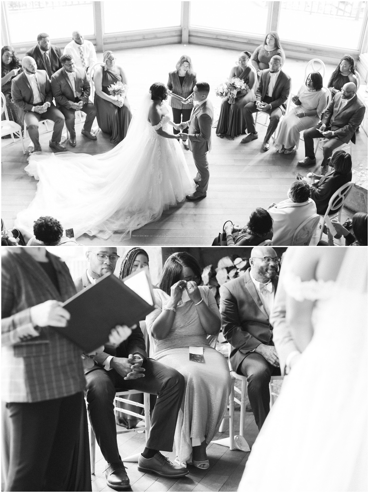 Mother of the bride gets emotional during ceremony captured by NC Wedding Photographer Chelsea Renay