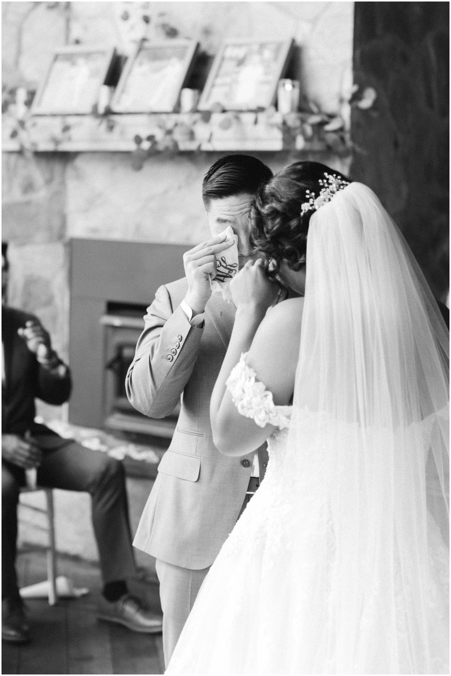 Couple cries together during their wedding ceremony in Raleigh, NC