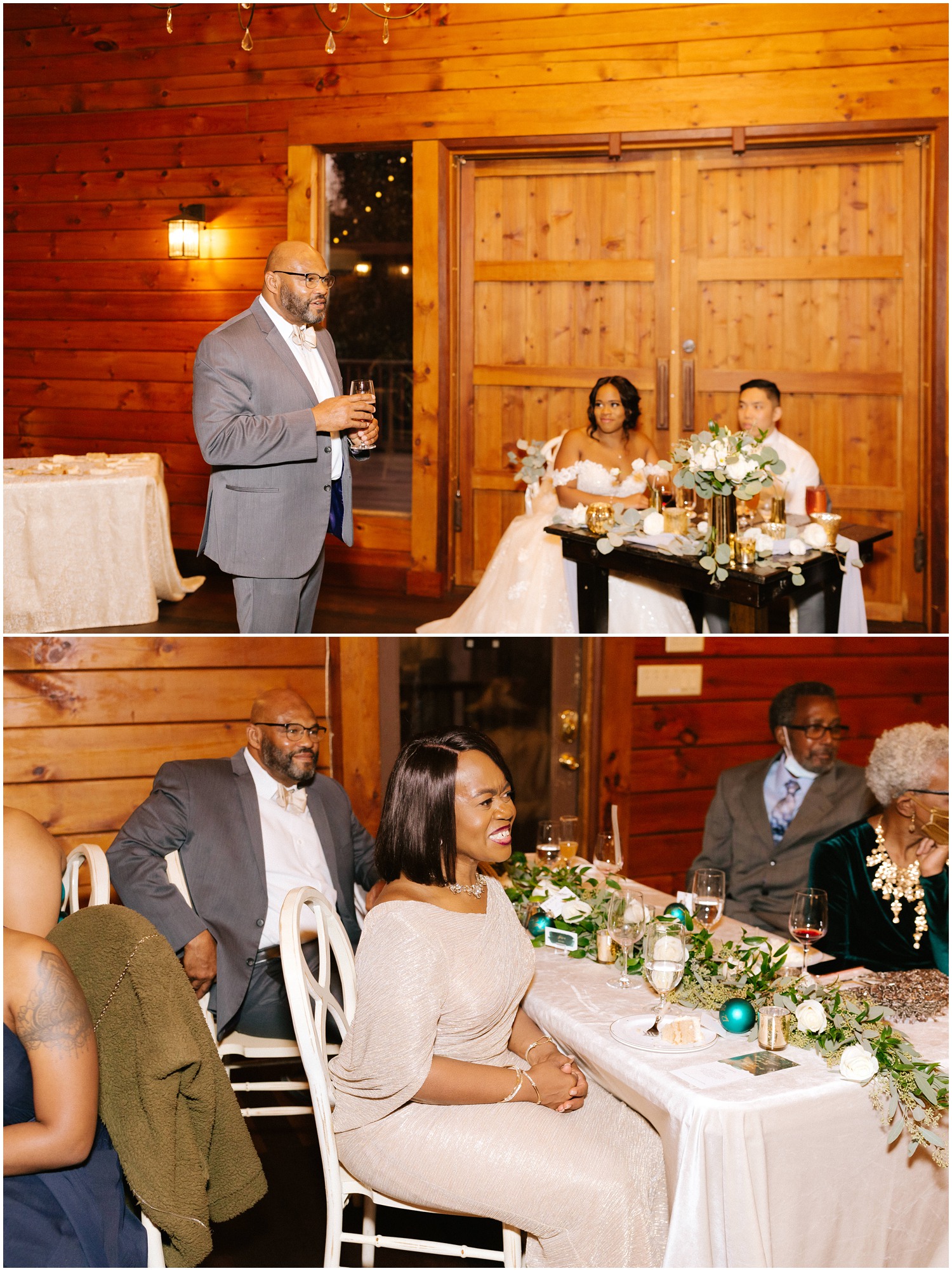 Candid moments of toasts at Wedding in Raleigh, NC.