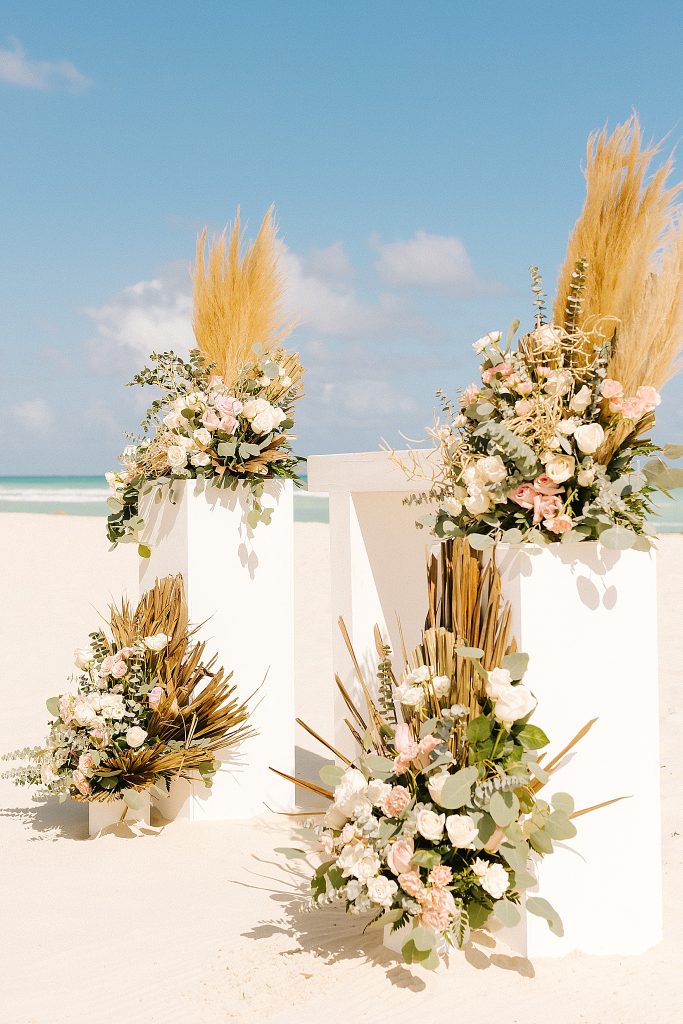 floral details for wedding ceremony in Playa Del Carmen