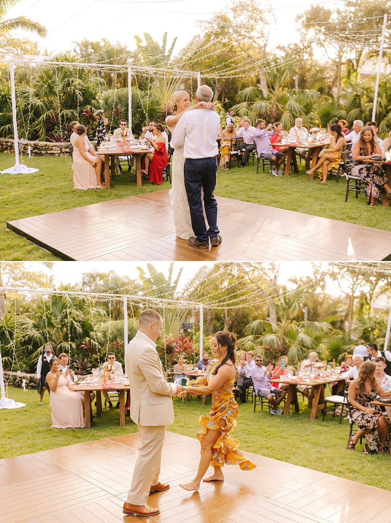 parent dances during Sandos Playacar wedding reception